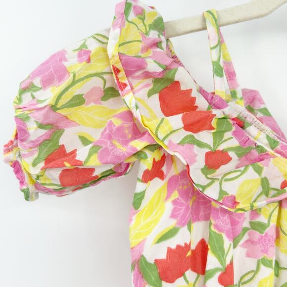 Janie and Jack Girls Cottagecore Summer Ruffled Cold Shoulder Floral Dress 3 - Picture 2 of 6